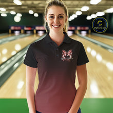 Load image into Gallery viewer, Custom Red Butterfly Bowling Women Polo Shirt, Bowling Tournament Team Shirt IPHW11032