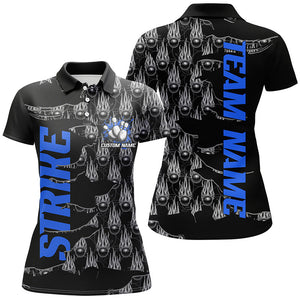 Customize Name Strike Bowling Shirts For Women, Flame Bowling Balls Bowler Outfits | Blue IPHW6502