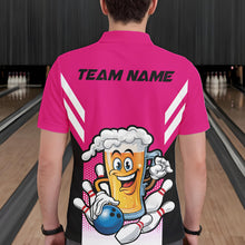 Load image into Gallery viewer, Custom Funny Pink Bowling Jerseys Bowling And Beer Men Polo Shirts, Bowling Jerseys IPHW10542