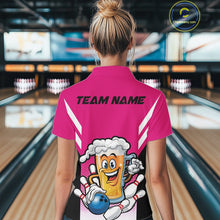 Load image into Gallery viewer, Custom Funny Pink Bowling Jerseys Bowling And Beer Women Shirts, Bowling Jerseys IPHW10542