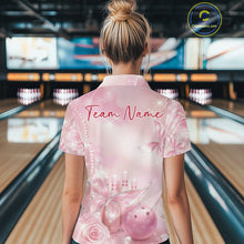 Load image into Gallery viewer, Custom Elegant Roses And Butterfly Women Bowling Polo Shirts, Dreamy Ladies Bowling Shirt IPHW11064