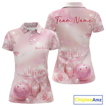 Load image into Gallery viewer, Custom Elegant Roses And Butterfly Women Bowling Polo Shirts, Dreamy Ladies Bowling Shirt IPHW11064