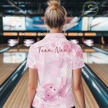 Load image into Gallery viewer, Custom Elegant Roses And Butterfly Women Bowling Polo Shirts, Dreamy Ladies Bowling Shirt IPHW11069