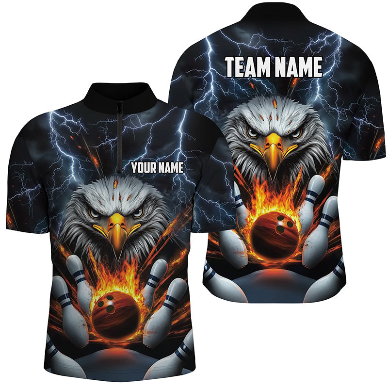 Thunder Lightning Storm Custom Flame Eagle Bowling Shirts For Men, Fire Bowling Jerseys IPHW7580