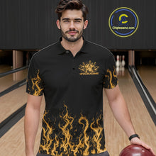 Load image into Gallery viewer, Custom Yellow Flame Skull Bowling Team Shirts For Men, Halloween Bowling Jerseys IPHW10554