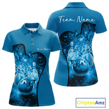 Load image into Gallery viewer, Custom Blue Butterfly Bowling Women Team Polo Shirt, Ladies Bowlers Outfit IPHW11358