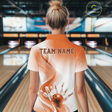 Load image into Gallery viewer, Custom Orange Bowling Jerseys For Women, Bowling Team Tournament Polo Shirt Bowler Outfit IPHW11368