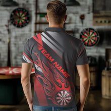 Load image into Gallery viewer, Custom Black And Red Flame Dartboard Dart Team Polo Shirts For Men, Fire Dart Jerseys IPHW8505