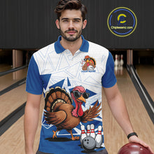 Load image into Gallery viewer, White And Blue Custom Funny Turkey Bowling Men Shirt, Bowling League Team Shirt IPHW10805