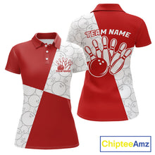 Load image into Gallery viewer, Custom White And Red Retro Style Bowling Team Shirts For Women, Bowling Jerseys IPHW10602