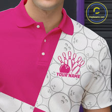 Load image into Gallery viewer, Custom White And Pink Retro Style Bowling Team Shirts For Men And Women, Bowling Jerseys IPHW10603