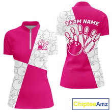 Load image into Gallery viewer, Custom White And Pink Retro Style Bowling Team Shirts For Women, Bowling Jerseys IPHW10603
