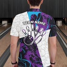 Load image into Gallery viewer, Custom Blue And Purple Camo Bowling Team Shirt For Men And Women, Camouflage Bowler Outfit IPHW10608