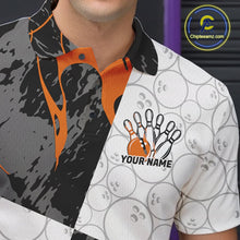Load image into Gallery viewer, Custom Blue And Orange Camo Bowling Team Shirt For Men And Women, Camouflage Bowler Outfit IPHW10609