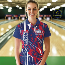 Load image into Gallery viewer, Custom Red,White And Blue Camo Strike Bowling Shirts, Patriotic Women Bowling Team Jerseys IPHW10610