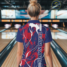 Load image into Gallery viewer, Custom Red,White And Blue Camo Strike Bowling Shirts, Patriotic Women Bowling Team Jerseys IPHW10610