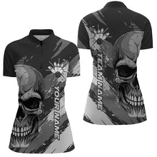 Load image into Gallery viewer, Personalized Skull Bowling Shirt For Women, Custom Team'S Name Flame Bowler Jerseys IPHW5168