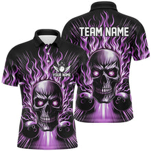 Load image into Gallery viewer, Personalized Multi-Color Skull Bowling Shirt For Men, Women And Kids, Custom Team'S Name Flame Bowler Jerseys IPHW5819