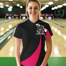 Load image into Gallery viewer, Custom Black And Pink Eagle Bowling Jerseys, Eagle Bowling League Shirt Team Uniform IPHW10812