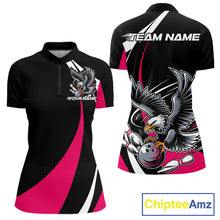 Load image into Gallery viewer, Custom Black And Pink Eagle Bowling Jerseys, Eagle Bowling League Shirt Team Uniform IPHW10812