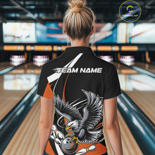 Load image into Gallery viewer, Custom Black And Orange Eagle Bowling Jerseys, Eagle Bowling League Shirt Team Uniform IPHW10814