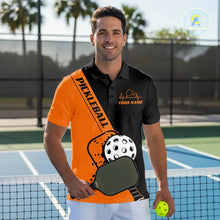 Load image into Gallery viewer, Black And Orange Custom Pickleball Team Shirts For Men, Pickleball Jersey Outfit IPHW10822