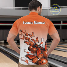 Load image into Gallery viewer, Custom Orange Gradient Butterfly Bowling Men Quarter-Zip Shirts For Team, Bowling League Shirt IPHW10825
