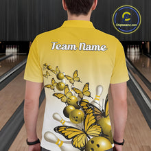 Load image into Gallery viewer, Custom Yellow Gradient Butterfly Bowling Men Polo Shirts For Team, Bowling League Shirt IPHW10826