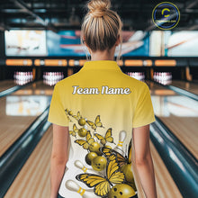 Load image into Gallery viewer, Custom Yellow Gradient Butterfly Bowling Women Quarter-Zip Shirts, Bowling League Shirt IPHW10826