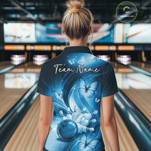 Load image into Gallery viewer, Custom Blue Butterfly Bowling Women Polo Shirts, Team Tournament Bowlers Outfit IPHW11113