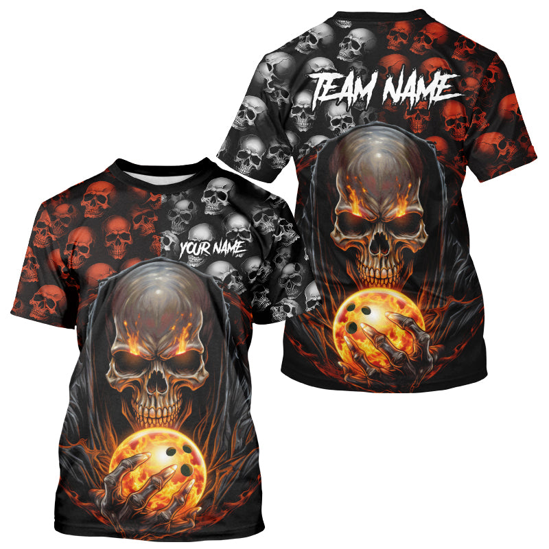Custom Skull Bowling Mens T-Shirts Bowling League Team Jerseys Bowling Halloween Outfits IPHW5346