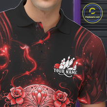 Load image into Gallery viewer, Custom Red Sugar Skull Bowling Men Polo Shirt, Halloween Team Bowling Outfit IPHW11145