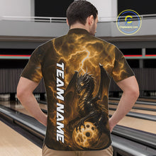 Load image into Gallery viewer, Custom Yellow Thunder Lightning Bowling Team Men Quarter-Zip Shirt, Dragon Bowling Jerseys IPHW10198
