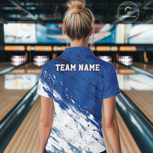 Load image into Gallery viewer, Custom White And Blue Splatter Women Quarter-Zip Bowling League Shirt Team Bowler Outfit IPHW11399