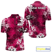 Load image into Gallery viewer, Pink and white splatter patterned shirt with 'Team Name' and 'Your Name' text on a white background.