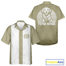 Load image into Gallery viewer, Custom Golden Retriever Retro Button Up Bowling Shirt, Dog Bowling Shirt IPHW10221