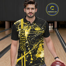 Load image into Gallery viewer, Custom Black And Yellow Splatter Camo Strike Bowling League Shirts, Men Bowling Jerseys IPHW10654