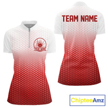 Load image into Gallery viewer, Custom Name Red Bowling Jerseys Women, Bowling League Quarter-Zip Shirt Bowler Outift IPHW10656
