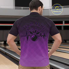 Load image into Gallery viewer, Bowling Heartbeat Pulse Line Purple Argyle Custom Bowling Team Quarter-Zip Shirts For Men IPHW10665