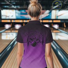Load image into Gallery viewer, Bowling Heartbeat Pulse Line Purple Argyle Custom Bowling Quarter-Zip Shirts For Women IPHW10665