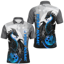Load image into Gallery viewer, Black And Blue Custom Dragon Bowling Shirts For Men, Dragon Bowling Team Shirts IPHW7059