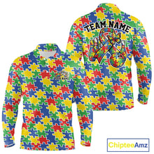 Load image into Gallery viewer, Custom Colorful Autism Awareness Butterfly Ribbon Bowling Men Shirt, Puzzles Jersey IPHW11203