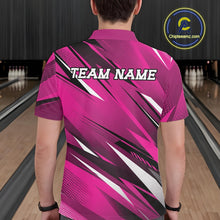 Load image into Gallery viewer, Person wearing a pink bowling shirt with 'TEAM NAME' text in a bowling alley.