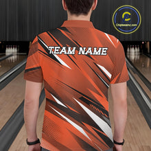 Load image into Gallery viewer, Person wearing an orange bowling shirt with 'TEAM NAME' text in a bowling alley.