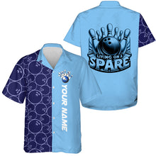 Load image into Gallery viewer, Personalized Multi-Color Retro Bowling Hawaiian Shirts "Living On A Spare" For Bowlers IPHW5918