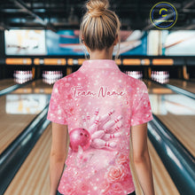 Load image into Gallery viewer, Custom Elegant Pink Butterfly And Roses Women Bowling Quarter-Zip Shirt, Ladies Outfit IPHW11142