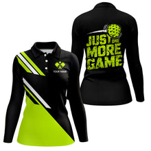 Load image into Gallery viewer, Custom Green Pickleball Jerseys Outdoor Pickleball Men Polo Shirts Sayings "Just One More Game" IPHW6723