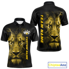 Load image into Gallery viewer, Custom Yellow Thunder Lightning Lion Bowling Shirt For Men, Lion Bowling Team Jerseys IPHW10668