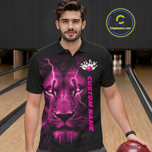 Load image into Gallery viewer, Custom Pink Thunder Lightning Lion Bowling Shirt For Men, Lion Bowling Team Jerseys IPHW10670
