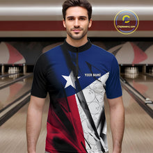 Load image into Gallery viewer, Custom Texas Flag Bowling Team Men Quarter-Zip Shirts, Texas Bowling League Shirt Team Uniform IPHW9634